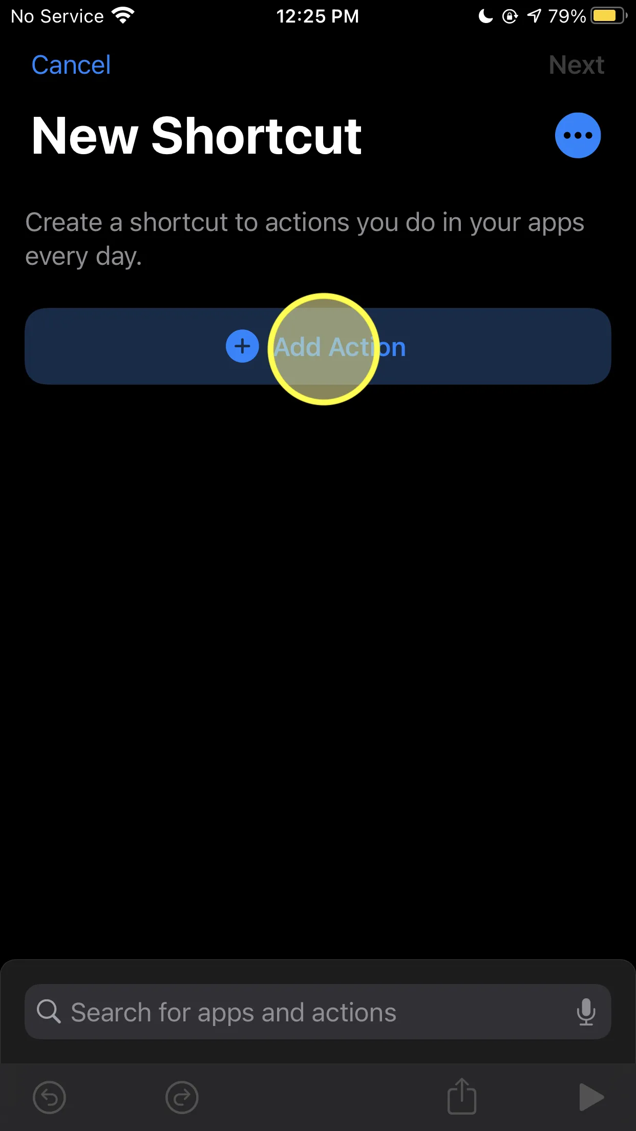 \1. Tap “Add Action”