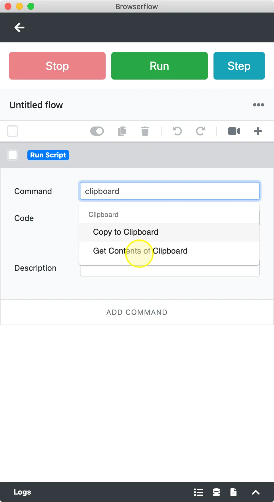 \3. Type in “clipboard” and select “Get Contents of Clipboard”